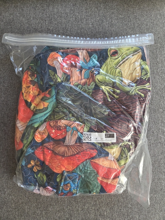 Quilted Frog & Mushroom Travel Duffle Bag - Blue/Green - Picture 2 of 3